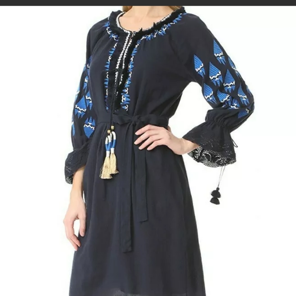 Figue Navy Dress — Adorable!! Melita Embroidery Boho Dress EUC